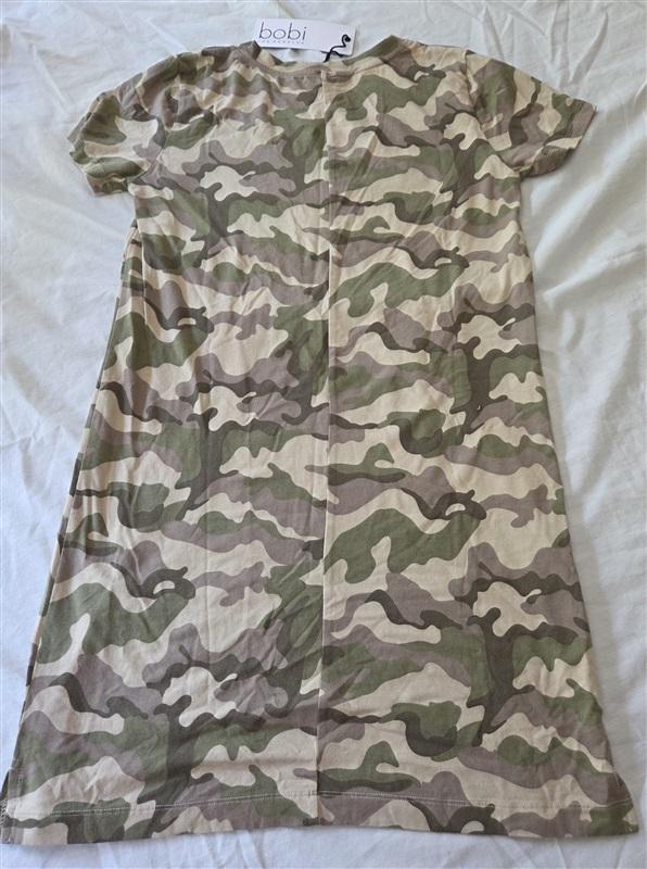 NWT Bobi S Camo V Neck Short Sleeve T Shirt Dress 129165