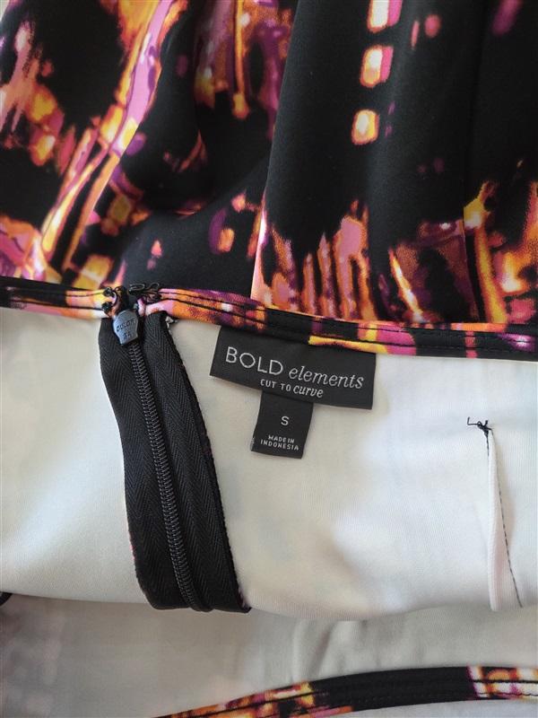 NWOT Bold Elements Cut to Curve S Body Con 1 Shoulder Dress Black pink 129173