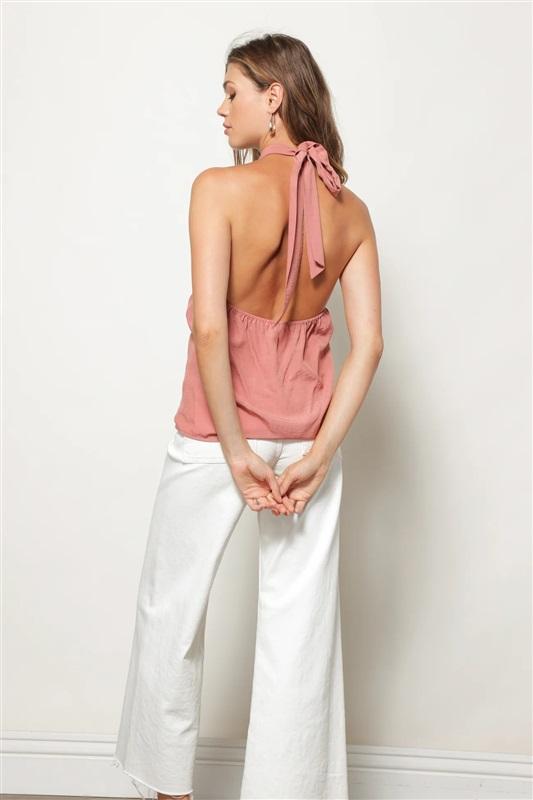 NWOT Line and Dot S ALICIA HALTER TOP Blush Pink 129186