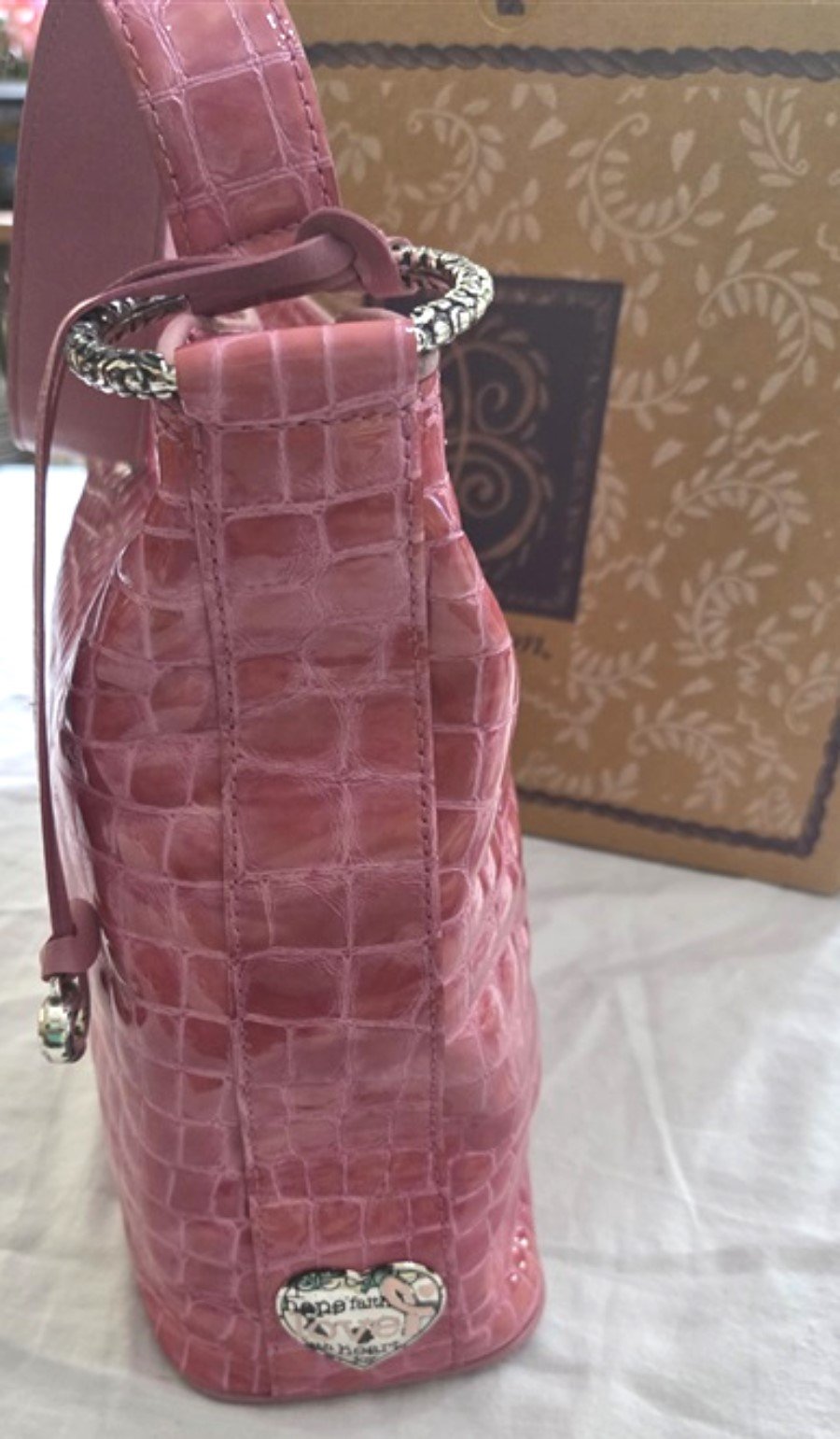 Vintage Brighton Cher Croco Tote Shoulder Bag Power of Pink Patent Leather 129192