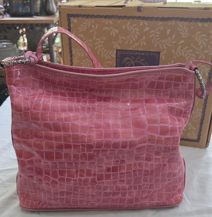 Vintage Brighton Cher Croco Tote Shoulder Bag Power of Pink Patent Leather 129192