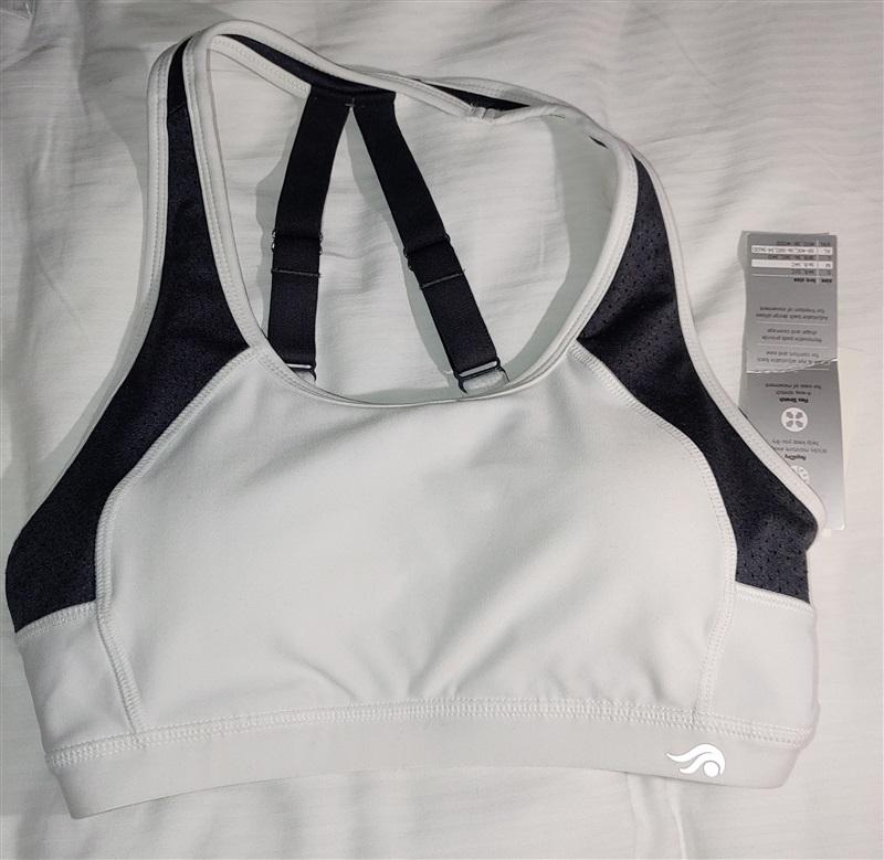 NWT IDEOLOGY SM Mid Impact Sports Bra White Black 129202