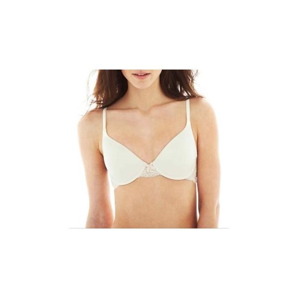 NWOT Maidenform 36D Comfort Devotion Embellish Demi Bra 9441 White Gray 129210