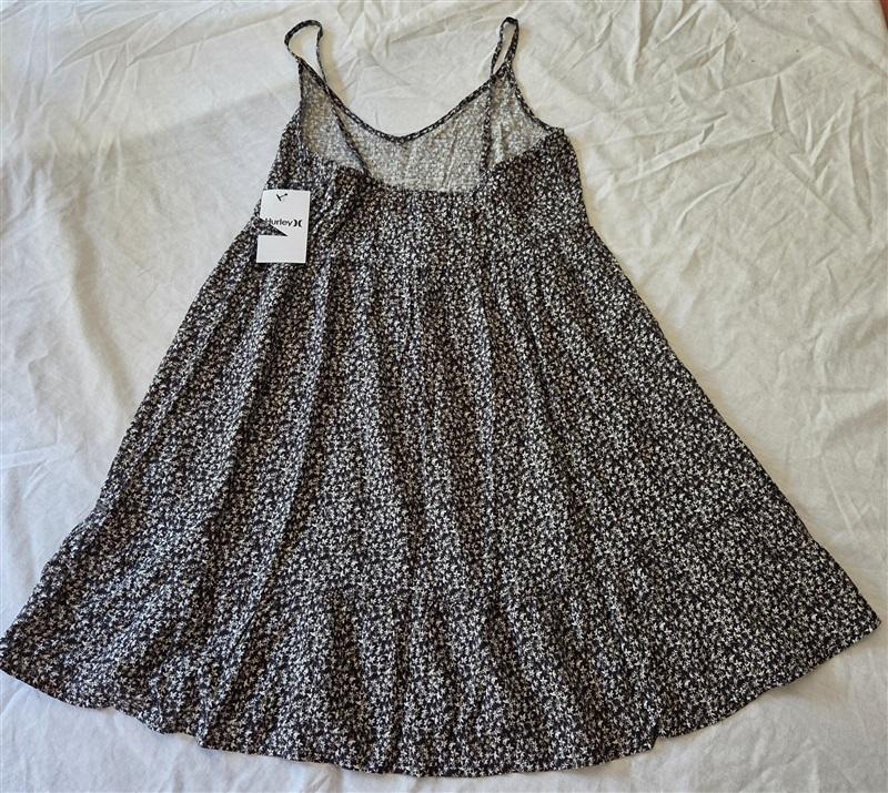 NWT Hurley XS Rylee Easy Sun Dress Black Ditsy Floral 129213
