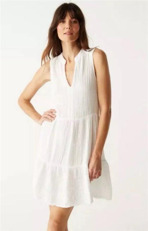NWOT Michael Stars S Daisy Gauze Tiered Crinkle Dress Orange Sleeveless 129214