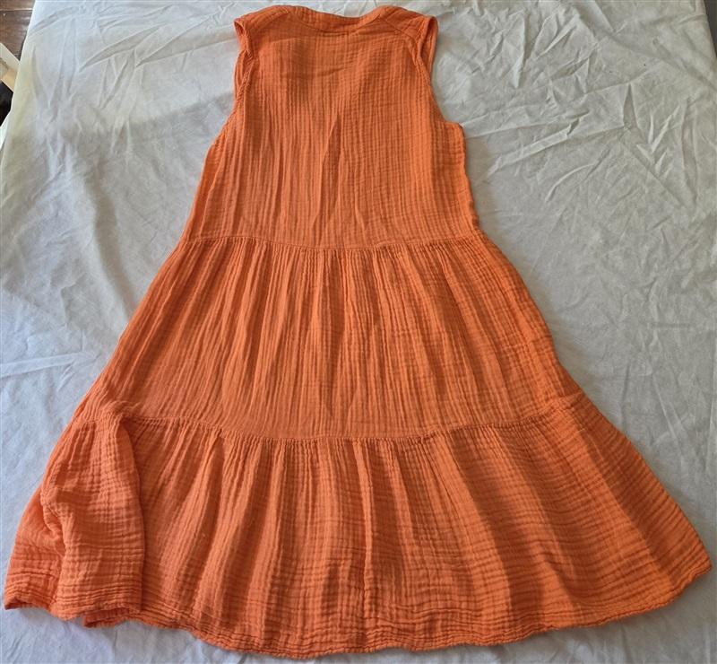 NWOT Michael Stars S Daisy Gauze Tiered Crinkle Dress Orange Sleeveless 129214