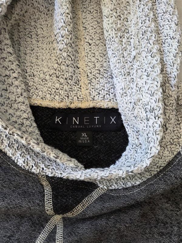 NWT Kinetix XL Knit Hoodie Sweatshirt Black Gray Unisex 129215