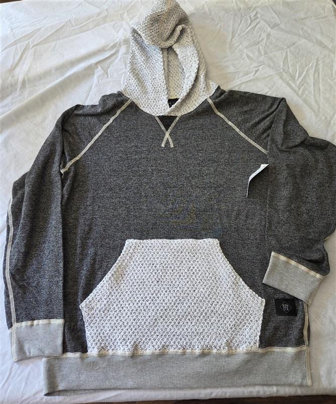 NWT Kinetix XL Knit Hoodie Sweatshirt Black Gray Unisex 129215