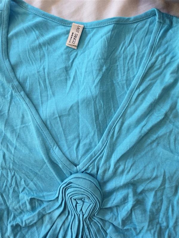 NWOT Last Tango s/m Rose Drape Loose Camisole Tank Top Aqua 129220