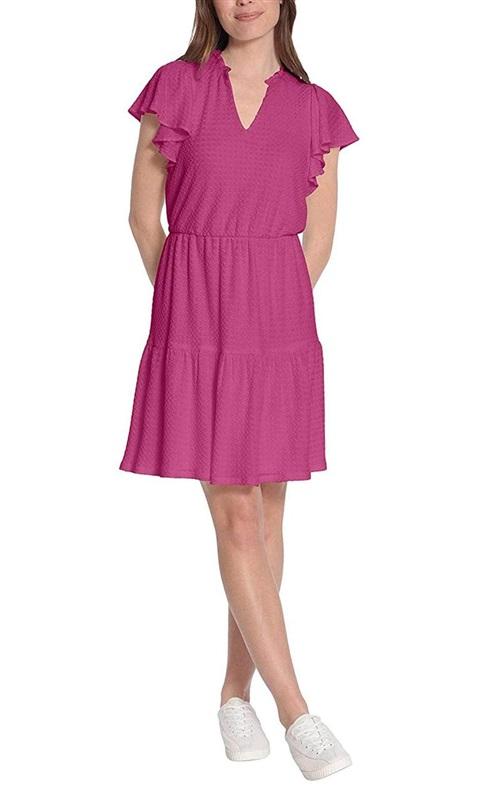 NWT London Times LG V Neck Butterfly Sleeves Pull Over Jersey Dress Blue 129225