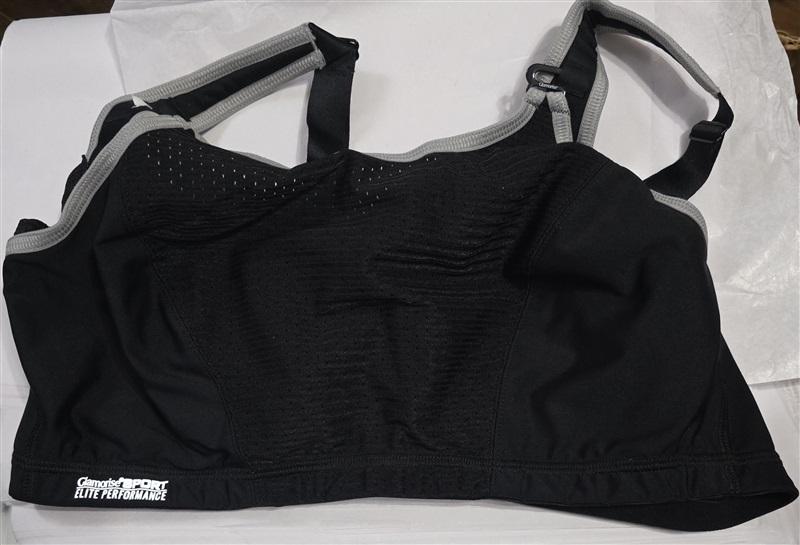 NWOT Glamorise 46C No Bounce Cami Sports Bra 1066 Black Gray 129228