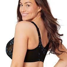 NWOT Glamorise 34B Lacey T-Back Front-Close WonderWire 9246 Bra Black 129232
