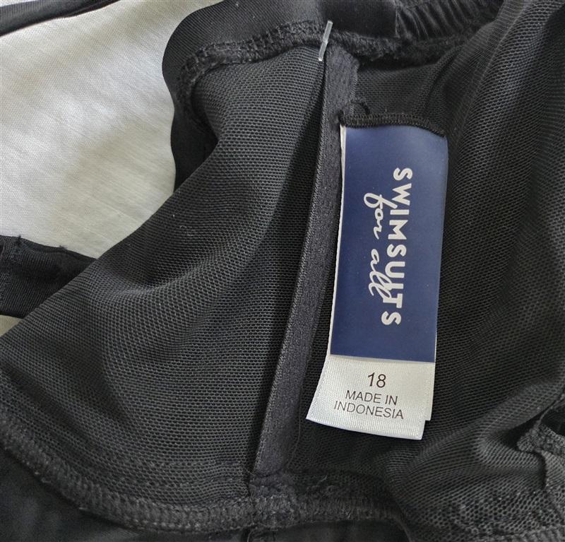 NWT Swimsuits For All 18 Shirred Bandeau Tankini Top Black 129242