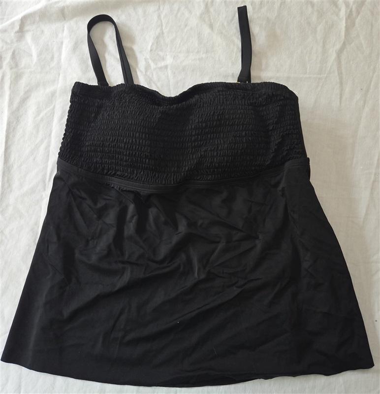 NWT Swimsuits For All 18 Shirred Bandeau Tankini Top Black 129242