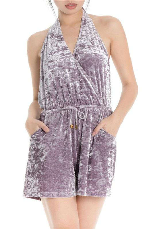 NWT Wet LA XS Retro Summer Meghan Purple Halter Playsuit 129243