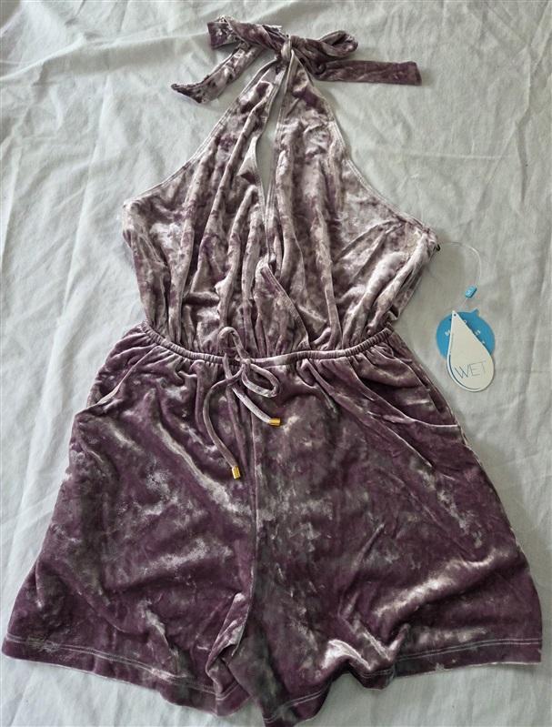 NWT Wet LA XS Retro Summer Meghan Purple Halter Playsuit 129243
