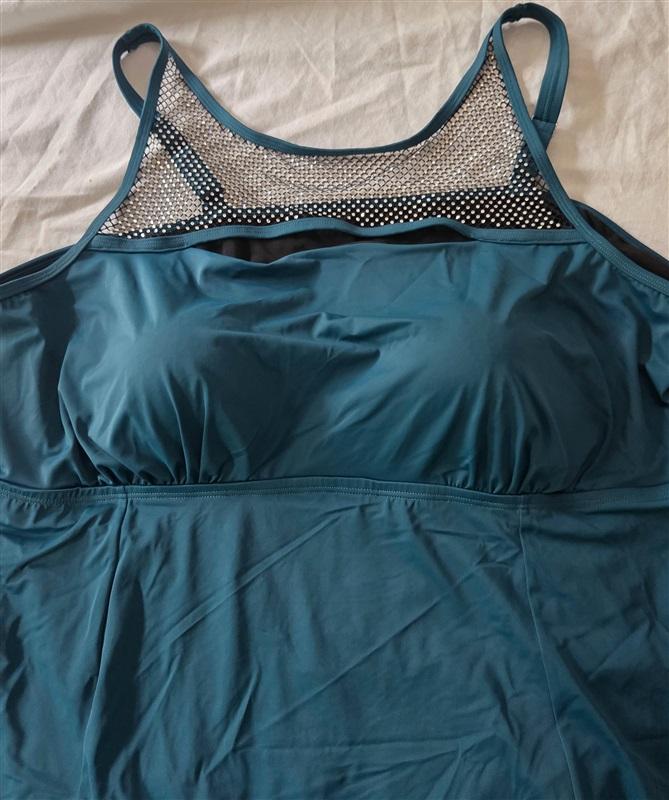 NWT Swimsuits For All 34 Rhinestone Embellished High-Neck 1pc Swim Dress 129244