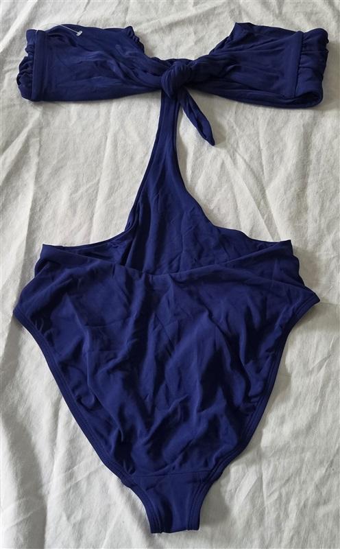 NWT Robin Piccone M Monokini Bandeau 1PC Swimsuit Blue 129247