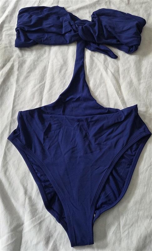 NWT Robin Piccone M Monokini Bandeau 1PC Swimsuit Blue 129247