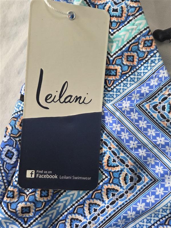 NWT Leilani 16 Deep V Blue White Medallions Swimsuit Bathing Suit 129248