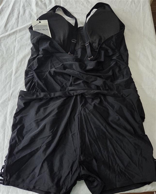 NWT Hanna Nikole 28W Tankini Top & Bottom Black 129254