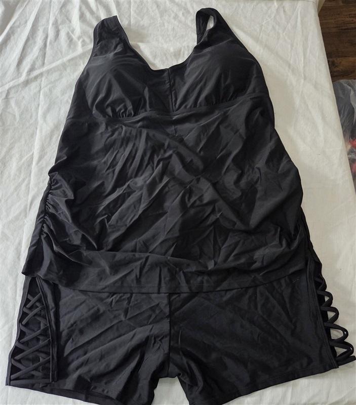 NWT Hanna Nikole 28W Tankini Top & Bottom Black 129254