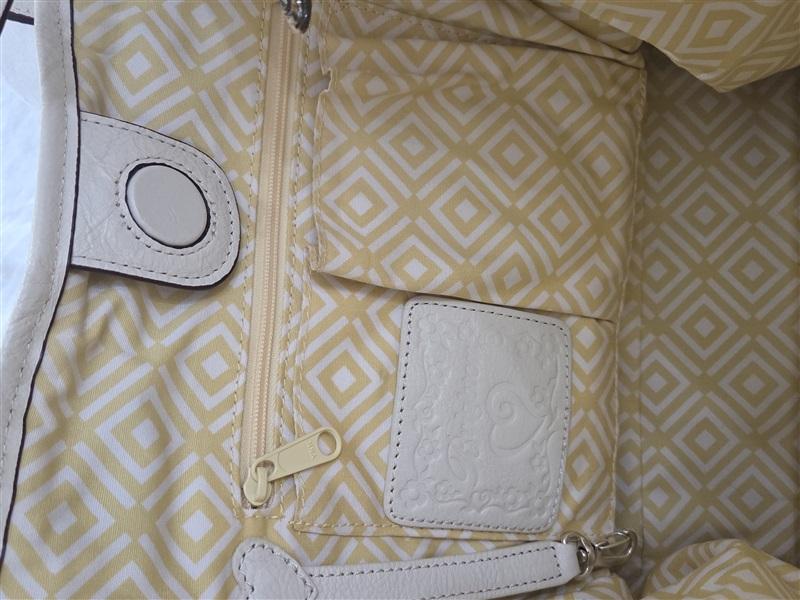 Vintage Brighton Woven Straw & Leather Shopper Bag Purse Dahlia Wh Tan #129260