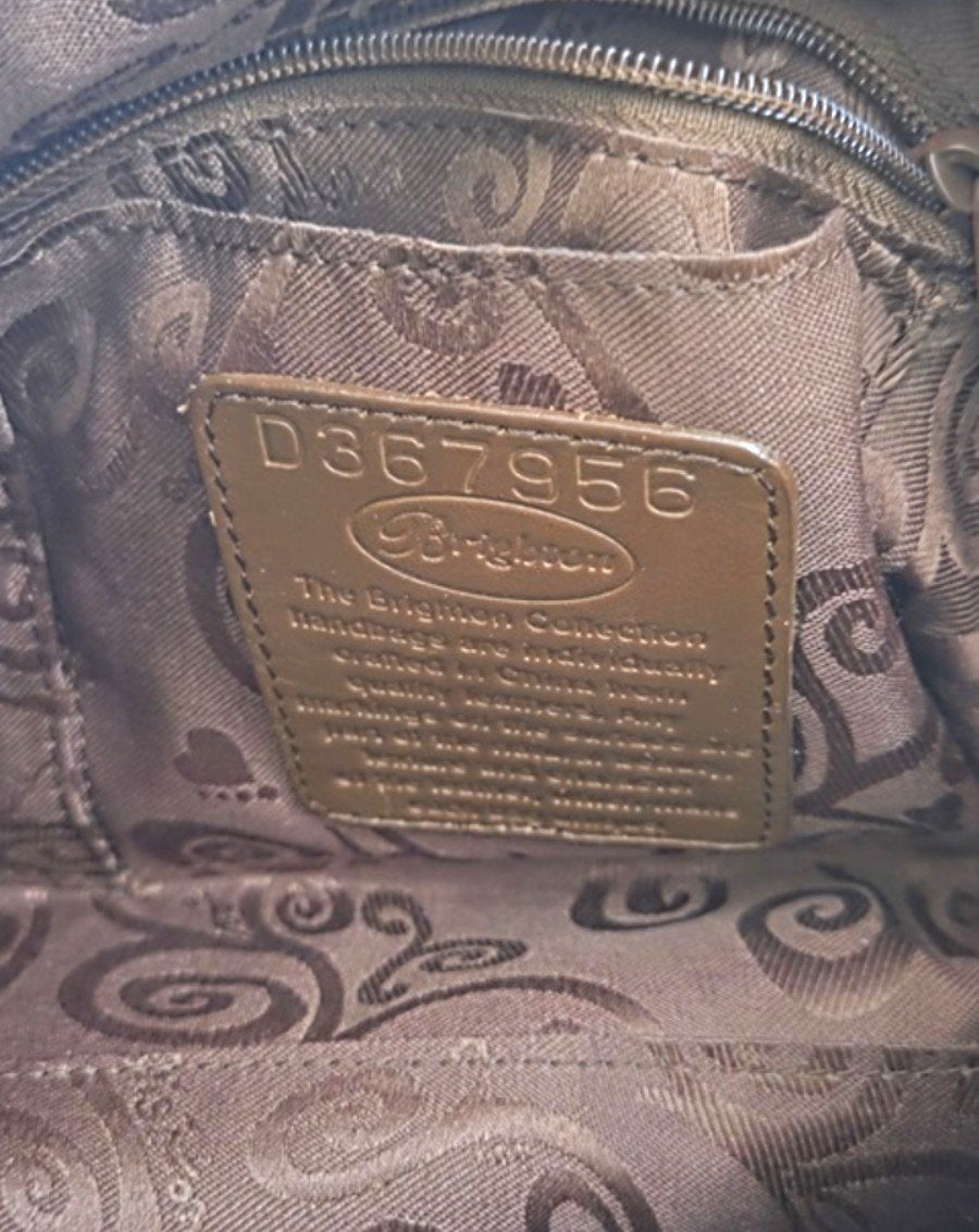 Vintage Brighton Gold Metallic Pebble Leather Hobo Bag Purse 129264