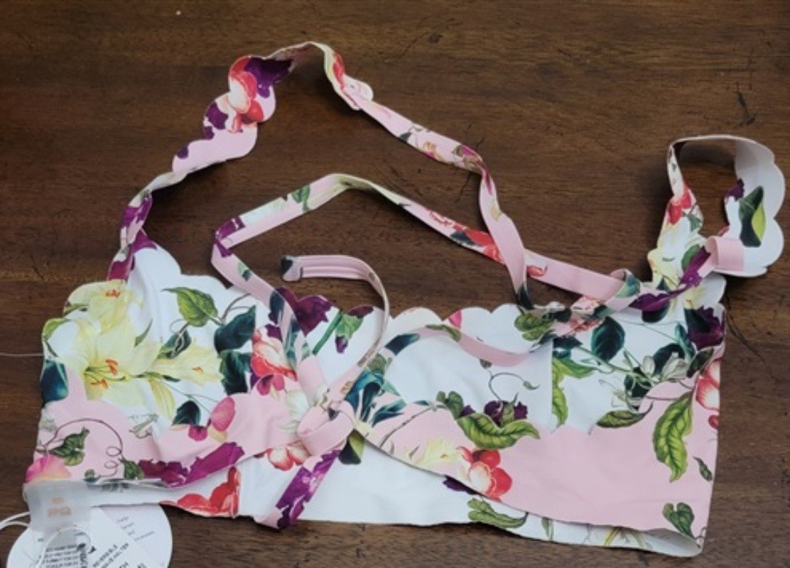 NWT Pilyq L Hibiscus Reversible Seamless Wave Neck Halter Bikini Swim 129270