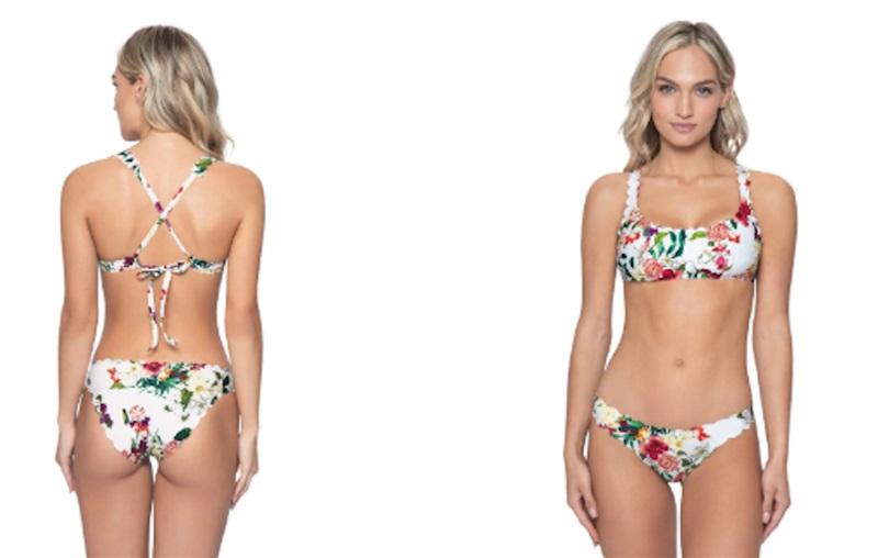 NWT Pilyq L Hibiscus Reversible Seamless Wave Neck Halter Bikini Swim 129270