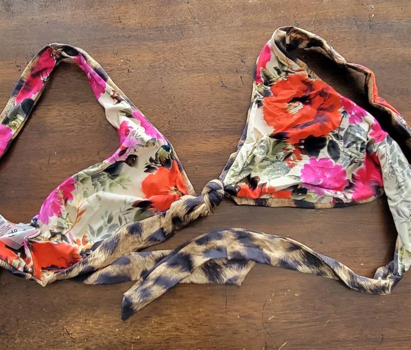 NWT Pilyq Anthropologie M Drew Knot Top Reversible Bikini Cheetah Floral 129277