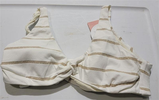 NWT Pilyq M Golden Stripe Twist Front Halter Bikini Swim Top 129278