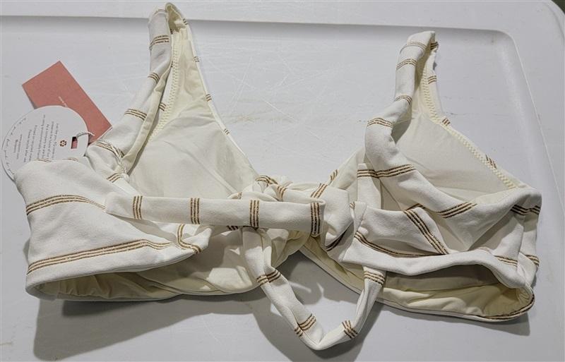 NWT Pilyq M Golden Stripe Twist Front Halter Bikini Swim Top 129278