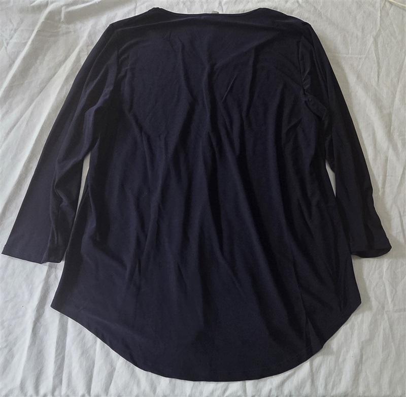 NWOT Last Tango M V Neck Navy Bue Tunic Top 129279