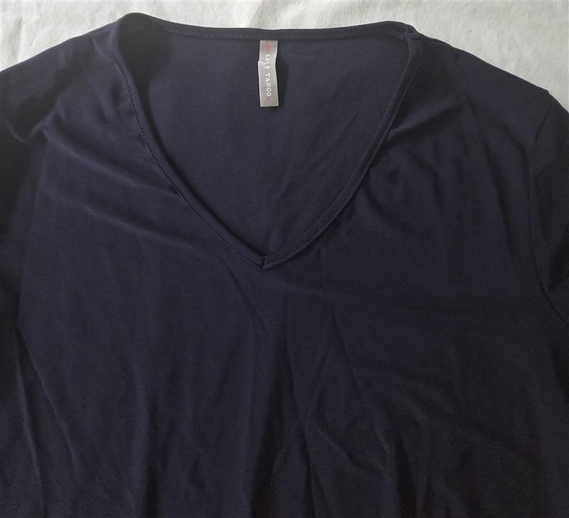 NWOT Last Tango M V Neck Navy Bue Tunic Top 129279