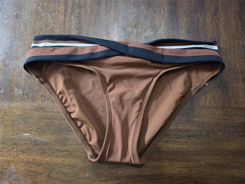 NWOT Robin Piccone Abi S Solid Brown Black Twist Band Bikini Swim Bottom 129282