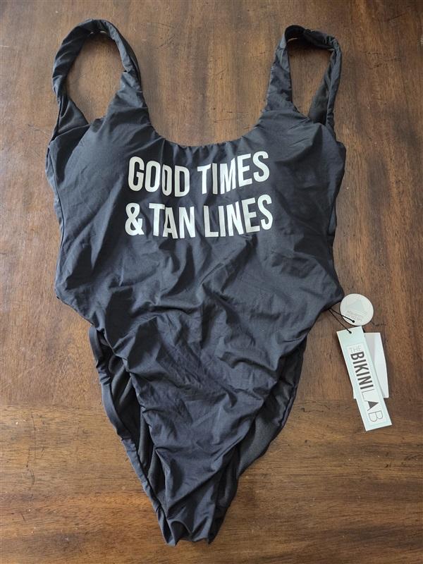 NWT Bikini Lab M Good Times & Tan Lines Swimsuit Black 129284
