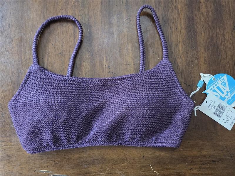 NWT Wet LA XS Honu Marina Top Classic Bikini Top Eggplant Purple 129285