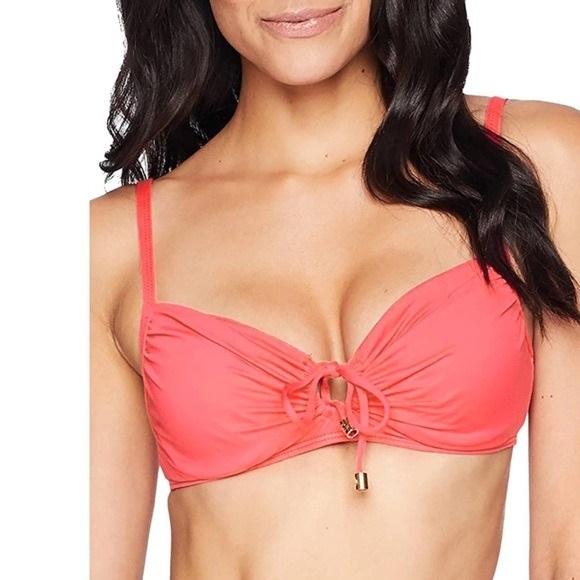 NWT Ralph Lauren 10 Solid Pink Keyhole Tie Underwire Bikini Top 129291