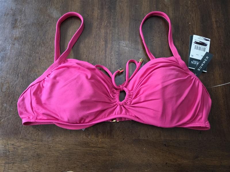 NWT Ralph Lauren 10 Solid Pink Keyhole Tie Underwire Bikini Top 129291