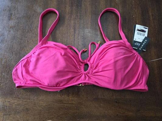 NWT Ralph Lauren 10 Solid Pink Keyhole Tie Underwire Bikini Top 129291