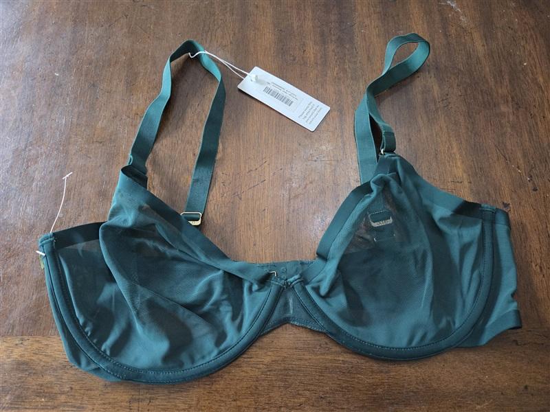 NWT CUUP 36E The Plunge Mesh Emerald Green Sheer Underwire Bra 129297