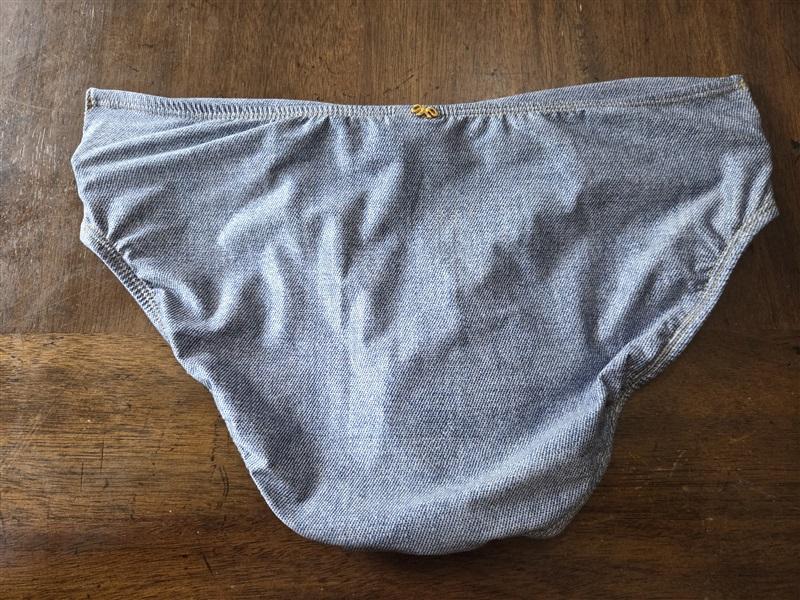NWT Pilyq S INS Maya Modest Denim Print Bikini Swim Bottom 129298