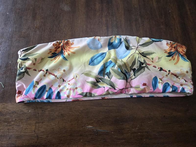 NWT Pilyq PQ SHB XL Floral Yellow Bandeau Bikini Swim Top 129302