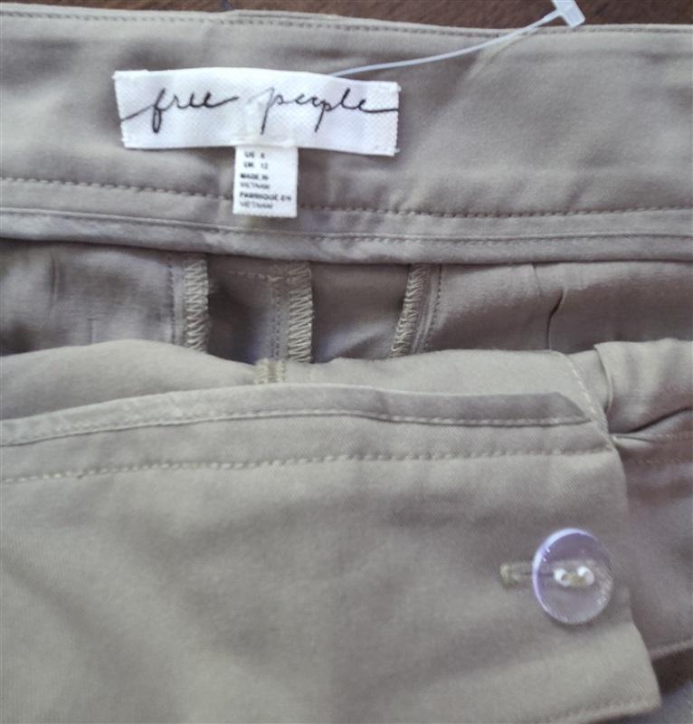 NWOT Free People 8 Olive Tan Belted High Waist Pants Sheer Legs 129309