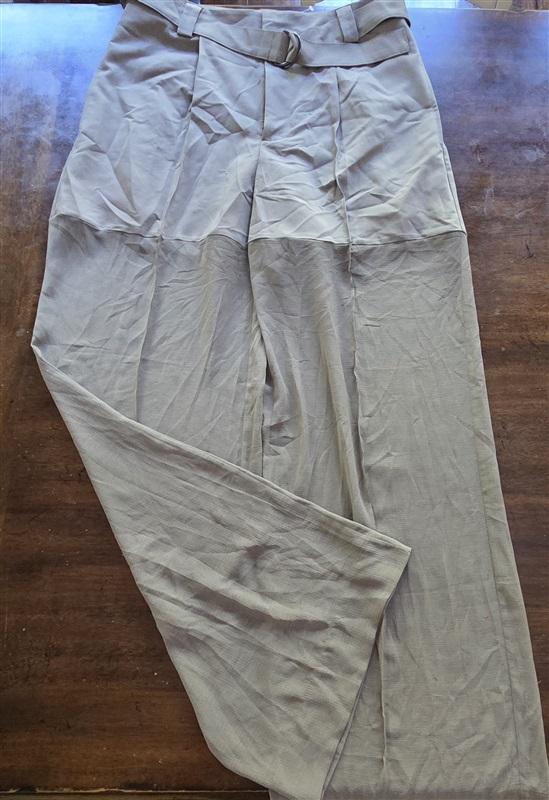 NWOT Free People 8 Olive Tan Belted High Waist Pants Sheer Legs 129309