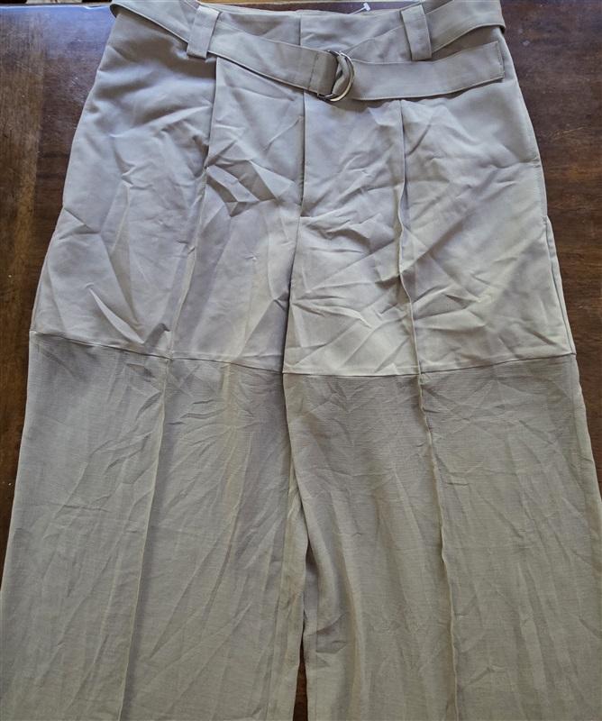NWOT Free People 8 Olive Tan Belted High Waist Pants Sheer Legs 129309