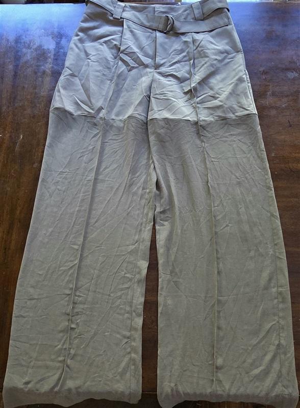 NWOT Free People 8 Olive Tan Belted High Waist Pants Sheer Legs 129309
