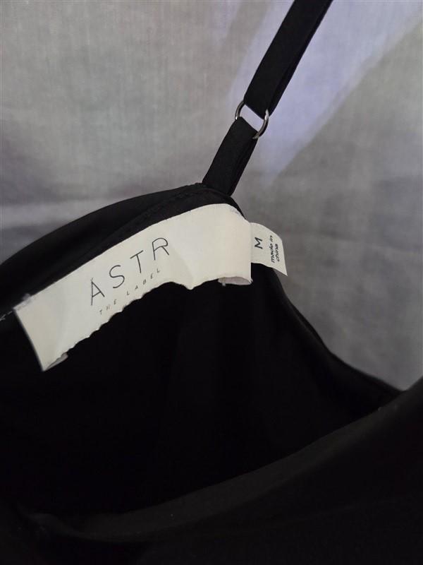 NWOT Astr The Label M Satin Surplice Cocktail Dress Black 129312