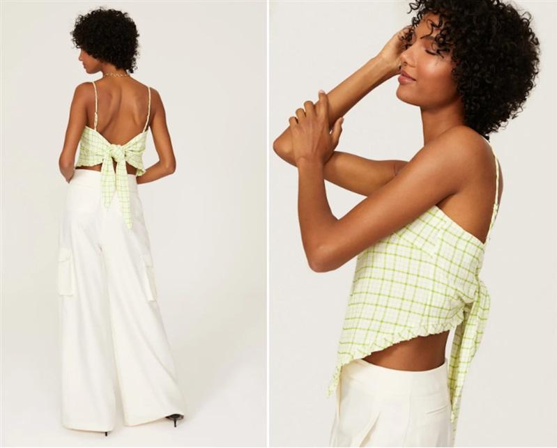 NWT Free People Line and Dot M Oakley Scarf TOP Green 129313